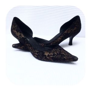 Bandalino Brown Black Lace Pointy Toe Pump 10